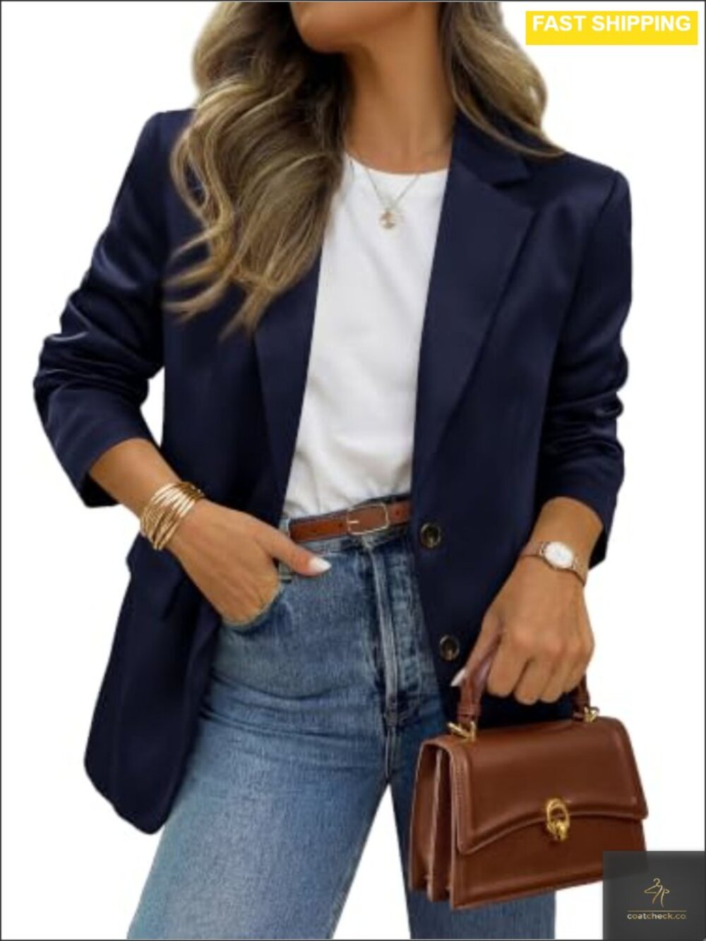 Satin Long Sleeve Blazer Button Down Business Casual Work Suit Jacket